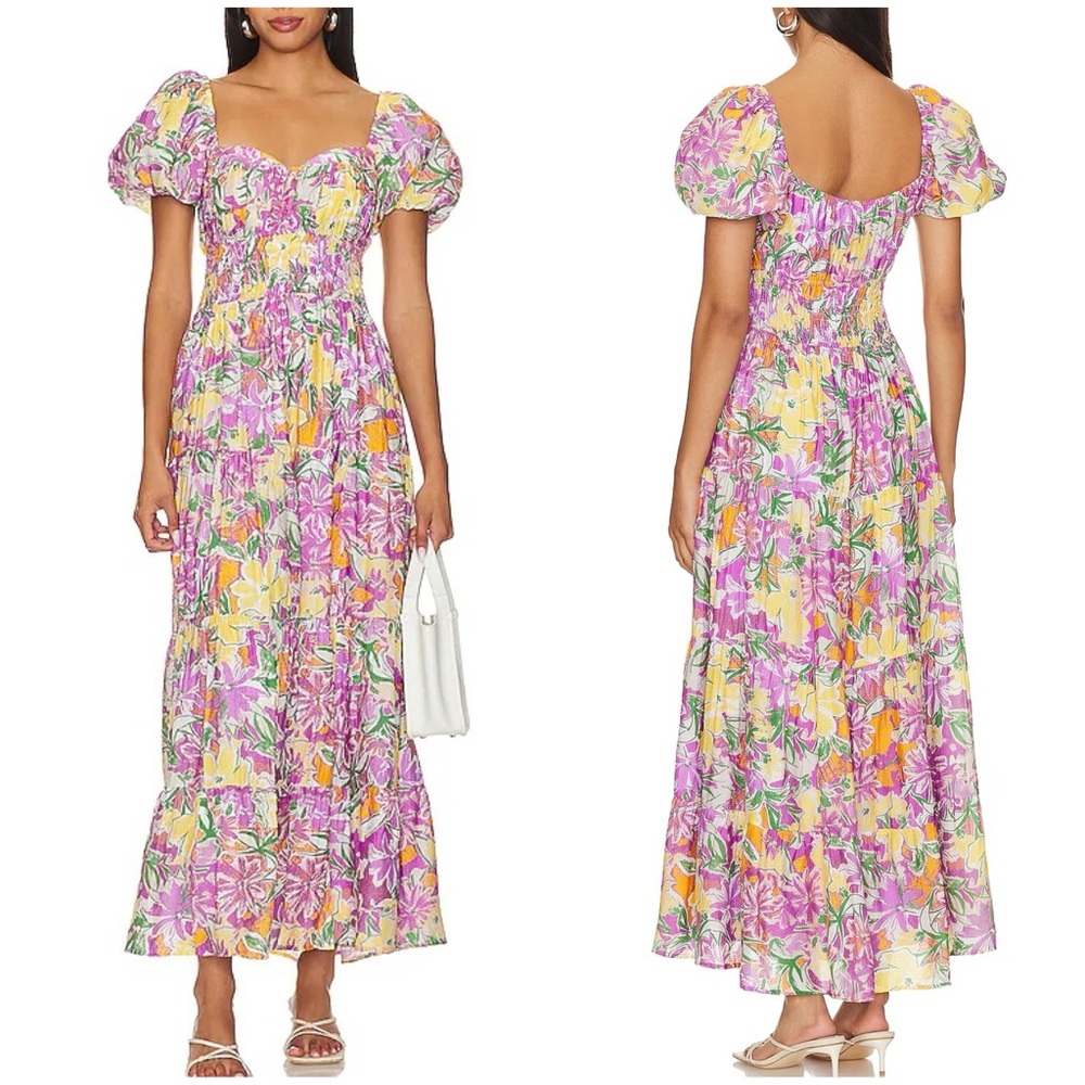 Nwt Astr Puff Sleeve Midi Dress